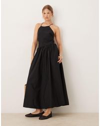 Mango - Robe mi-longue à col montant et taille basse en coton - Lyst