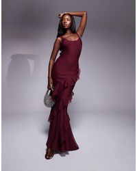 ASOS - Scoop Neck Maxi Dress With Ruffle Skirt And Cut Out Back - Lyst