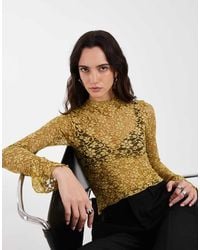 Motel - Beerus Long Sleeve Mock Neck Lace Top - Lyst