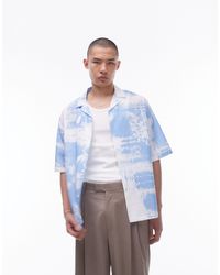 TOPMAN - Short Sleeve Blurred Floral Seersucker Revere Shirt - Lyst