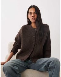 Brave Soul - Crew Neck Cardigan With Exposed Seam Detail - Lyst