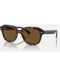 Ray-Ban - Gafas De Sol Marrón Oscuro Efecto Carey Con Montura Rectangular Y Lentes Marrones Polarizadas Erik De - Lyst