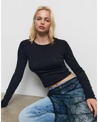 Stradivarius - Basic Long Sleeve Cotton T-shirt - Lyst