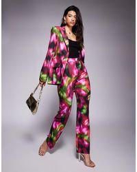 ASOS - Pantaloni Sartoriali Con Stampa A Fiori Sfocata Scura - Lyst