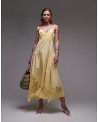 TOPSHOP - Cutwork Lace Poplin Midi Sundress - Lyst