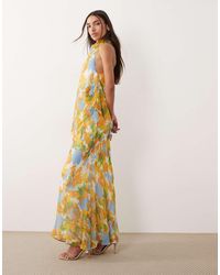 ASOS - Chiffon High Neck Double Layer Maxi Dress - Lyst