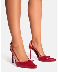 Public Desire - Ginni Red Bow Detail Sling Back Court Heels - Lyst