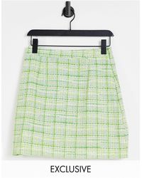 Missguided Co-ord Check Tweed Skirt - Green