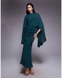 ASOS - Kimono Sleeve Cape Detail Draped Midaxi Dress With Open Back - Lyst