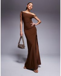 ASOS - Twist Shoulder With Lace Up Back Maxi Dress - Lyst