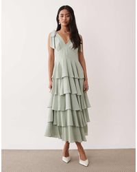 Pretty Lavish - Florie Tie Shoulder Ruffle Midaxi Dress - Lyst