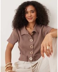 ASOS - Button Down Cropped Waffle Shirt - Lyst