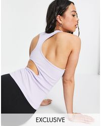 Weekday Fable Exclusive Organic Cotton Racer Back Singlet With Cut Out Detail - Purple