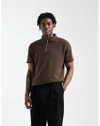 ASOS - Regular Fit Polo With Quarter Zip - Lyst