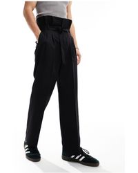 ASOS - Pantaloni eleganti a fondo ampio neri a vita alta - Lyst