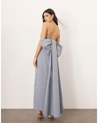 ARRANGE - Vestito Lungo A Fascia Azzurro Con Fiocco Grande - Lyst