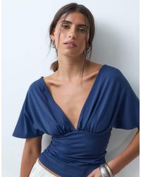 ASOS - Polyamide Plunge Sleeveless Tie Back Cinch Top - Lyst