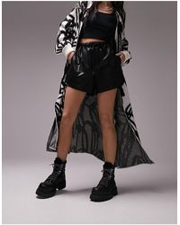 TOPSHOP - Faux Leather Drawstring Shorts - Lyst