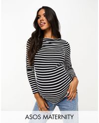 ASOS - Asos Design Maternity Long Sleeve Striped T-shirt - Lyst