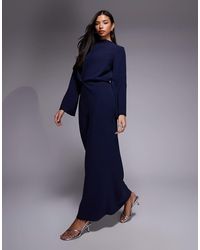 ASOS - Long Sleeve Tucked Waist Bias Maxi Dress - Lyst