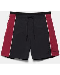 Pull&Bear - Boxer Da Bagno Bordeaux Con Pannelli - Lyst