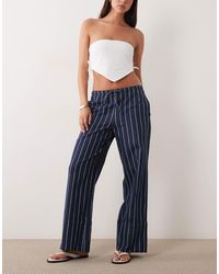 Mango - 100% Cotton Straight Tie Waist Pants - Lyst