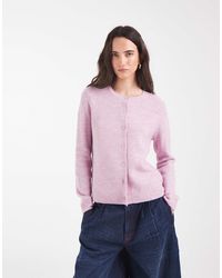 ONLY - Cardigan en maille à col rond poudré - Lyst
