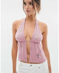 Stradivarius - – besticktes neckholder-oberteil - Lyst
