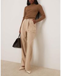 Miss Selfridge - Pantalones De Corte Sartorial Y Pernera Ancha De -Beis Neutro - Lyst