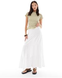 ONLY - Falda Larga Blanca Escalonada De -Blanco - Lyst