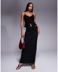Fashionkilla - Double Sculpted Slinky Column Mesh Overlay Maxi Skirt Co-Ord - Lyst
