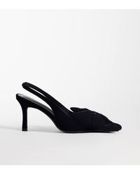 Asos Design Wide Fit - Shine Slingback Bow Detail Mid Heeled Shoes - Lyst