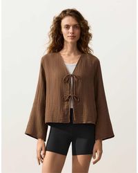 Oysho - Long-sleeved Shirt With Ties 100% Cotton - Lyst