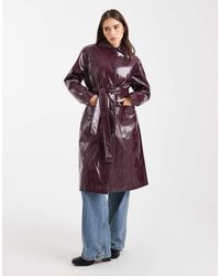 Miss Selfridge - Gabardina De Cuero Sintético Efecto Vinilo De -Verde - Lyst