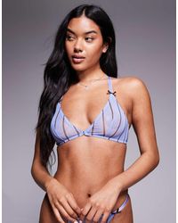ASOS - Esme Mesh Stripe Front Fastening Triangle Bra - Lyst