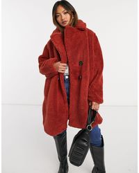 AX Paris Manteau oversize pelucheux - Rouille - Orange