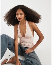 Motel - Prilla Lace Halter Top - Lyst