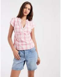 Hollister - Cinched Short Sleeve Henley Shirt - Lyst