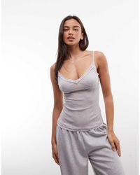 ASOS - Mix & Match Sheer Mesh Cami With Lace Trim - Lyst
