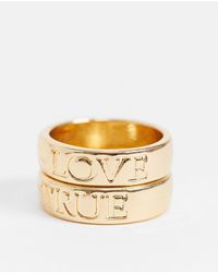 Pieces - True Love 2 Pack Rings - Lyst