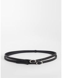 ASOS - Oval Buckle Faux Leather Double Strap Skinny Belt - Lyst