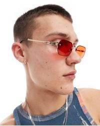 ASOS - Angled Rectangle Sunglasses With Lens - Lyst