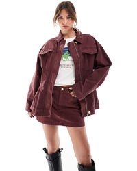 ASOS - Microgonna Di Jeans Color Bordeaux - Lyst