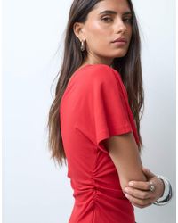 ASOS - Cinch Waist Angle Sleeve Tee With V Back Detail - Lyst