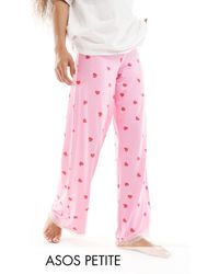 ASOS - Petite Mix & Match Super Soft Heart Print Pyjama Trouser - Lyst