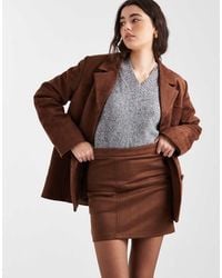Pieces - Faux Suede Mini Skirt Co-ord - Lyst