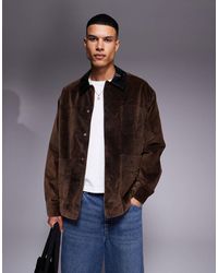 ASOS - Blouson harrington oversize en imitation velours avec col contrastant - Lyst
