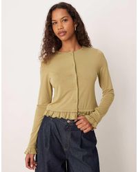 ASOS - Button Through Cardigan With Frill Detail - Lyst