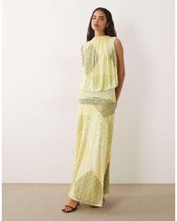 ASOS - Mesh Blouson Maxi Dress With Ruched Dropped Waist Skirt - Lyst