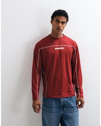 ASOS - Relaxed Long Sleeve T-shirt With Flatlock Stitch Detail And Text Graphic - Lyst